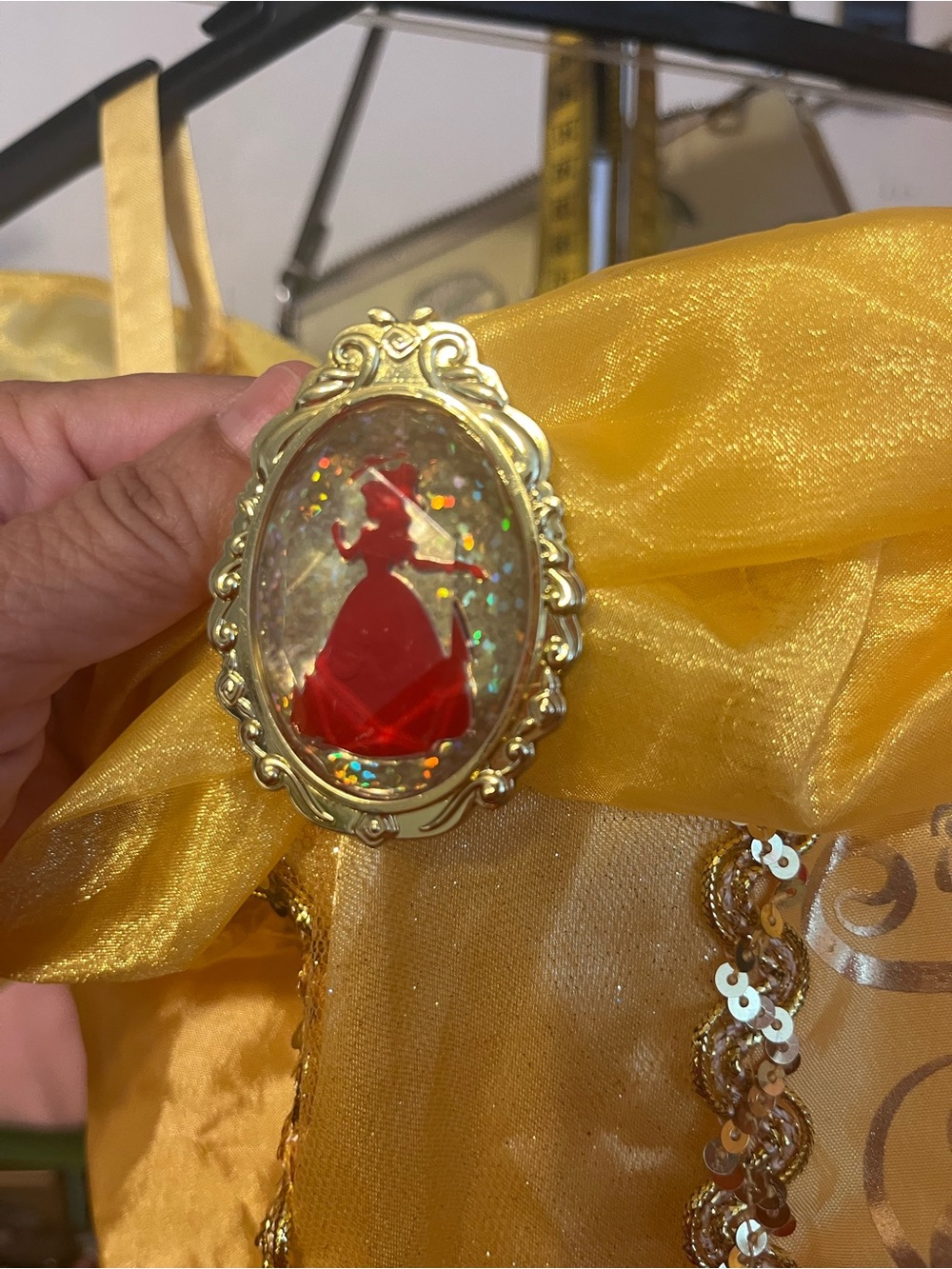 Disney Yellow Princess Belle Costume Dress with Red Rose Accents - Picture 4 of 4